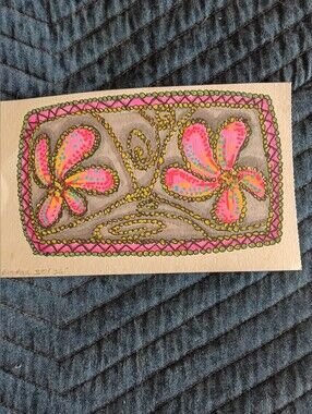 Handcrafted Floral Beaded Patch Drawing Based On Iroquois Bead Art